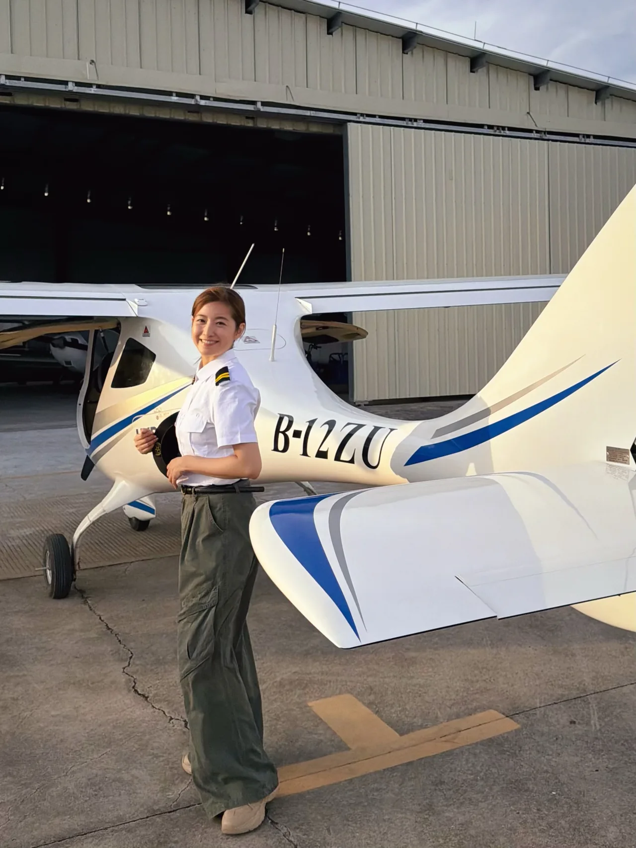 A photograph outside the hangar