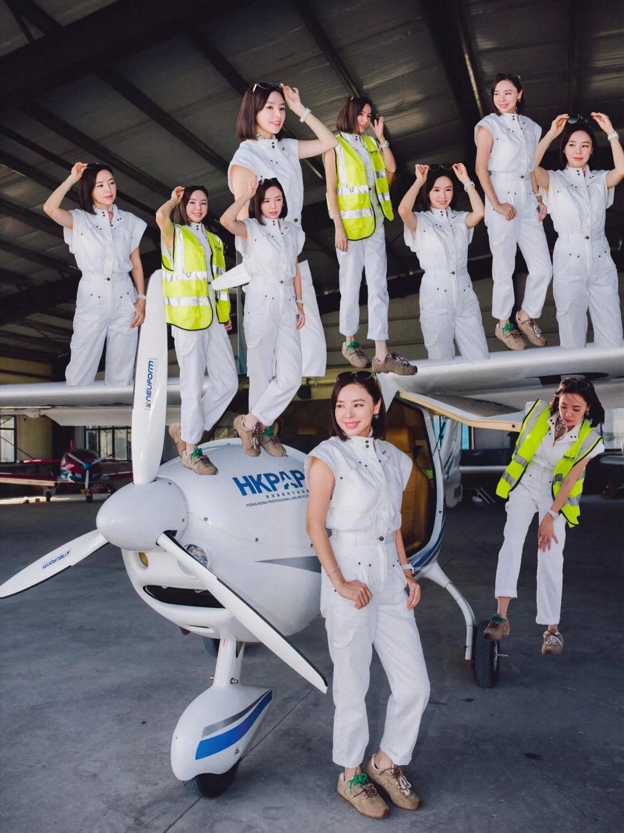 Zoie’s creative photo montage beside the HKPAPA aircraft